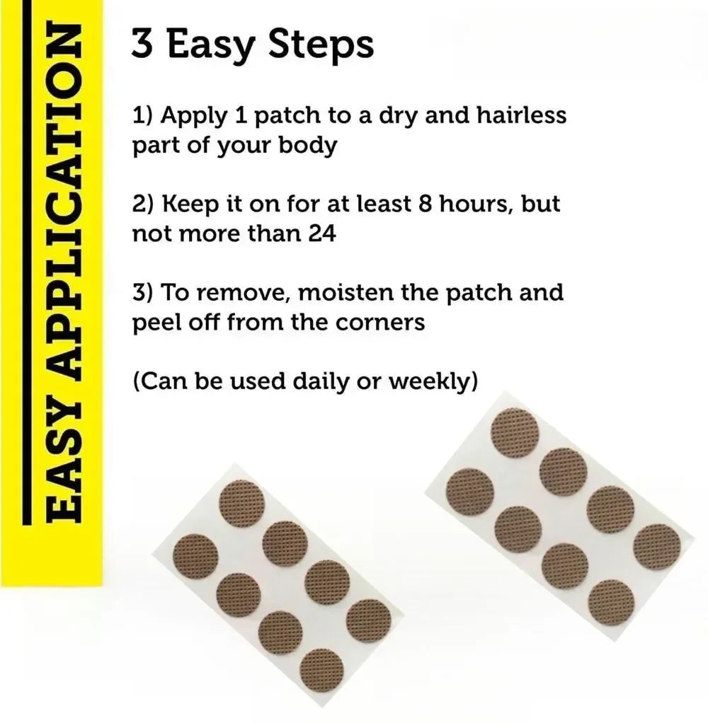 Tidesmit Vitamin B12 transdermal energy patches: 3 easy application steps for daily or weekly vitamin supplement use.