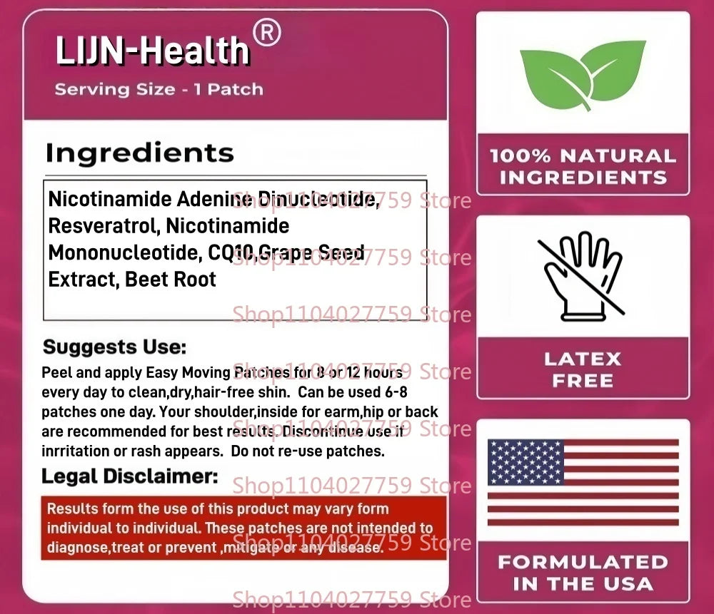 30 Patches NAD+ Transdermal Patches With Resveratrol NMN  for Anti-Aging, Mental Focus & Cellular Energy