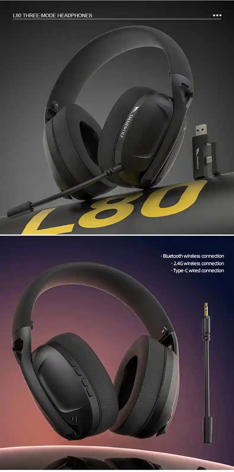 Wireless Gaming Headset 185g – Lightweight Over-Ear Audio Tidesmit