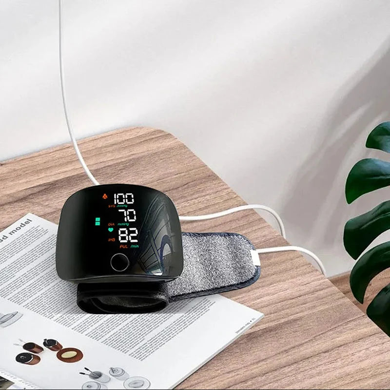 New LED Rechargeable Digital Wrist Blood Pressure Monitor Sphygmomanometer Tonometer Tensiometer Heart Rate Meter BP Monitor