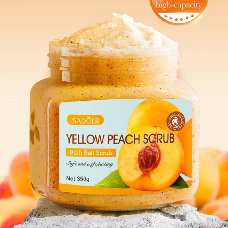 Yellow Peach Body Scrub 350g | Gentle Natural Exfoliating Skin Polish Scrubs Treatments Tidesmit