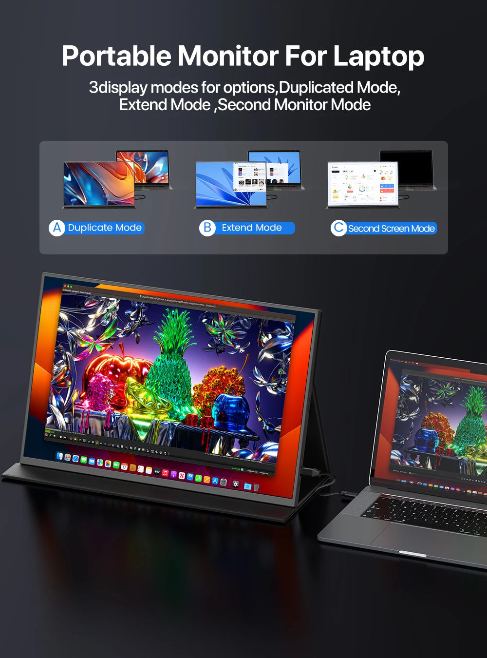UPERFECT 2K 144Hz 18” Portable Gaming Monitor 100% DCI-P3 VESA Mount Matte Screen Mini HDMI & USB-C Travel Monitor for Laptop