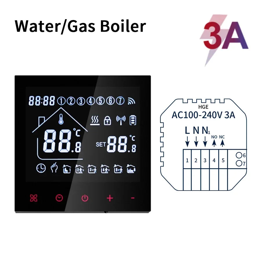 Tidesmit Tuya WiFi smart thermostat with LCD touch screen for gas boiler and floor heating, Matter compatible