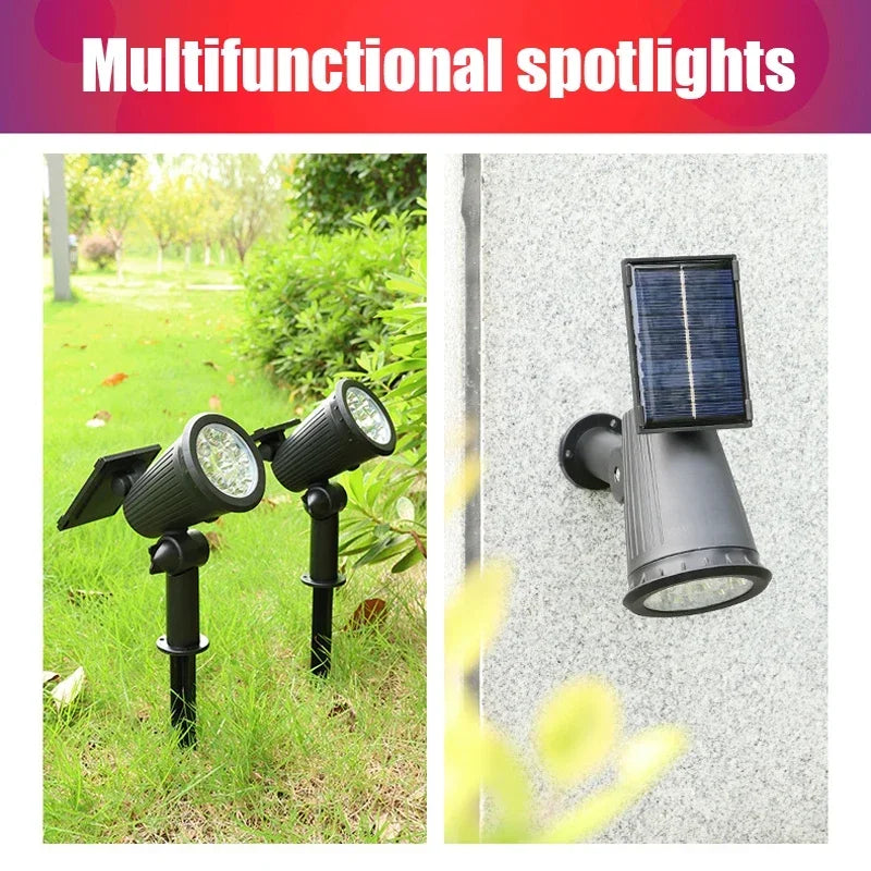 Solar 9 LED Ground Lights Outdoor, IP65 Waterproof Brightness Adjustable Spot Light for Garden Backyard Driveway Patio Decor