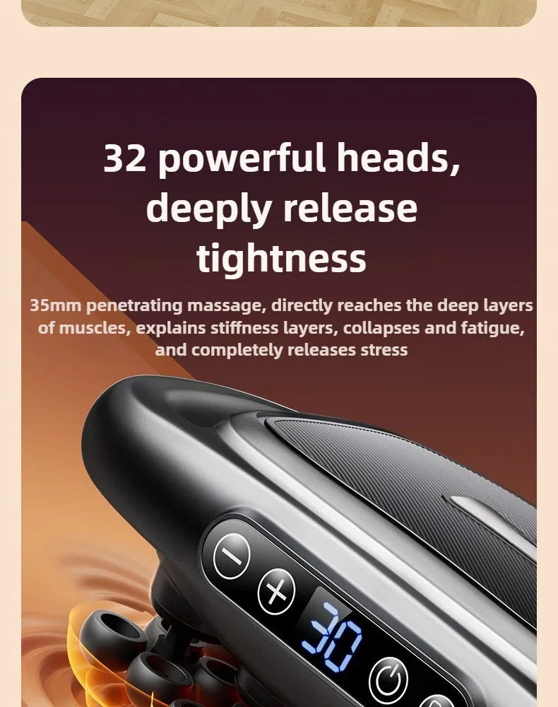 Fascia Gun Deep Tissue Muscle Massager - 32 Intensity Levels (Grey) Fascia Gun Tidesmit