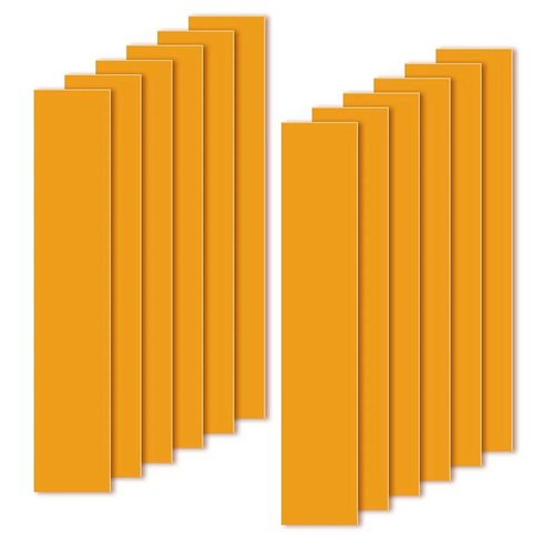 Orange woodworking tape strips, 12-pack, rectangular cards for zero-gap miter cuts