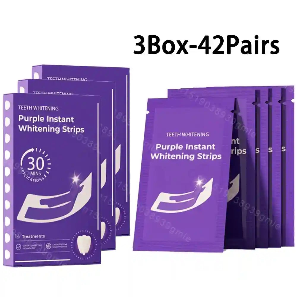 Tidesmit purple teeth whitening strips for sensitive teeth color correction and instant enamel brightening