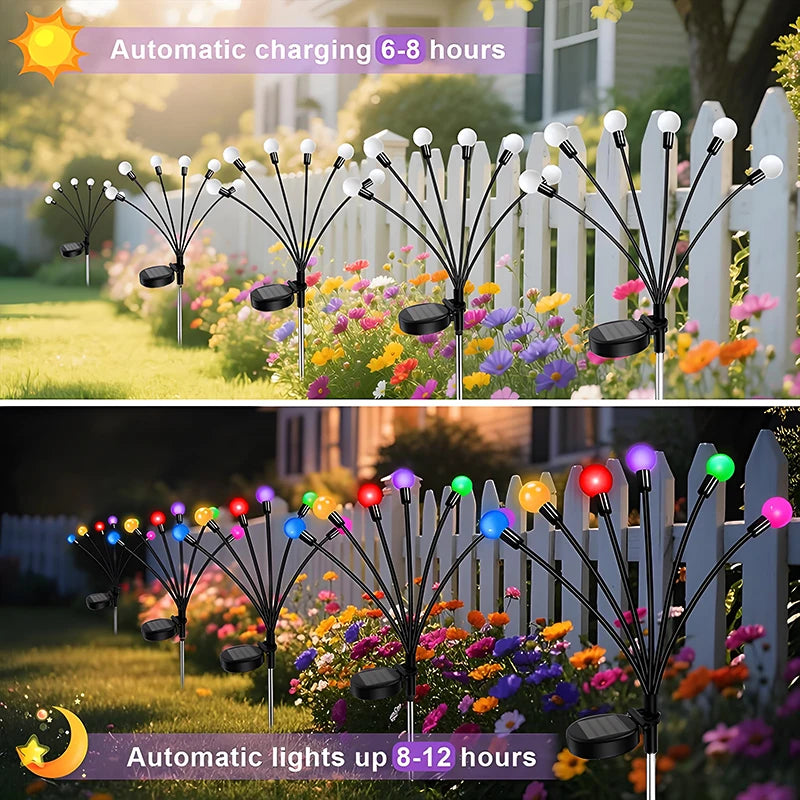 Solar Firefly Ground Spike Light LEDs Waterproof Outdoor Courtyard Sway Light for Lawn Garden Pathway Decor Landscape Lighting