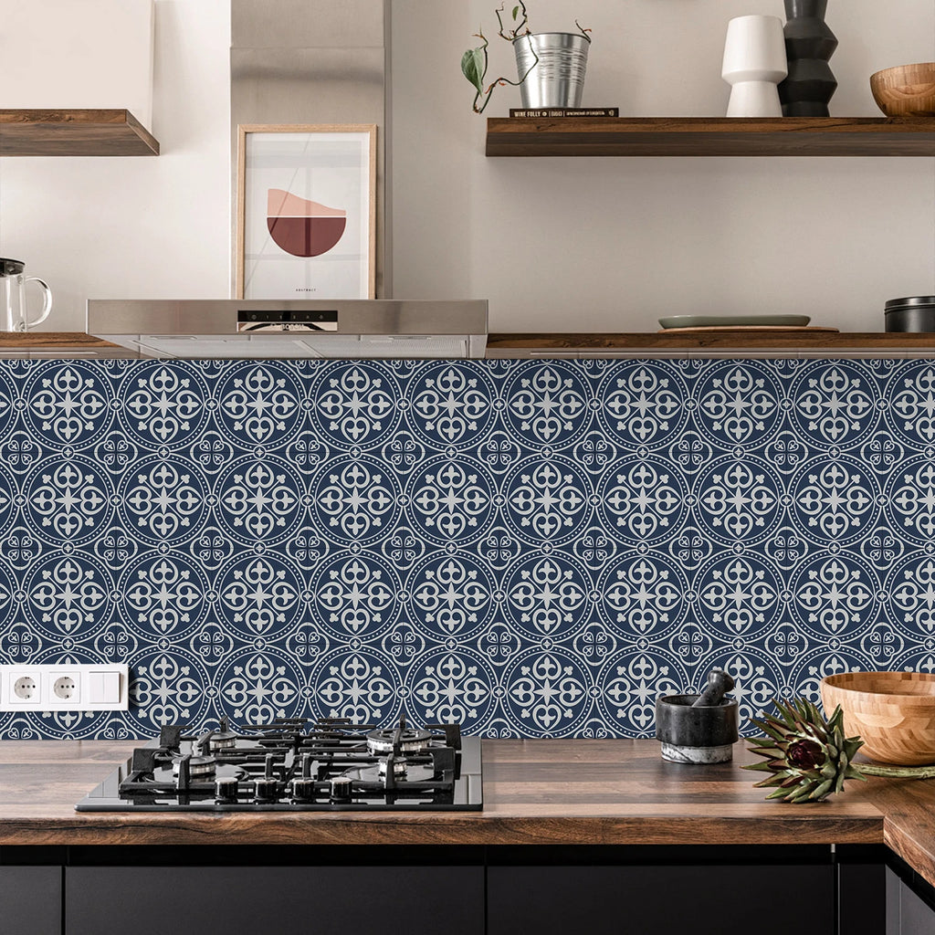 15x15cm Moroccan Style Peel and Stick Tile Stickers, Self Adhesive Waterproof Wall Decor for Kitchen Bathroom (ART Series)