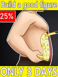 Illustration of yellow oil being applied to a person's midsection to depict body fat reduction treatment.