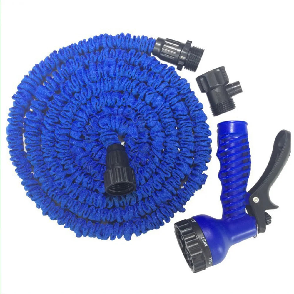 25FT-100FT Telescopic Expandable Garden Hose Kit High Pressure Spray Gun 7 Nozzle Pattern for Car Washing Yard Watering Cleaning
