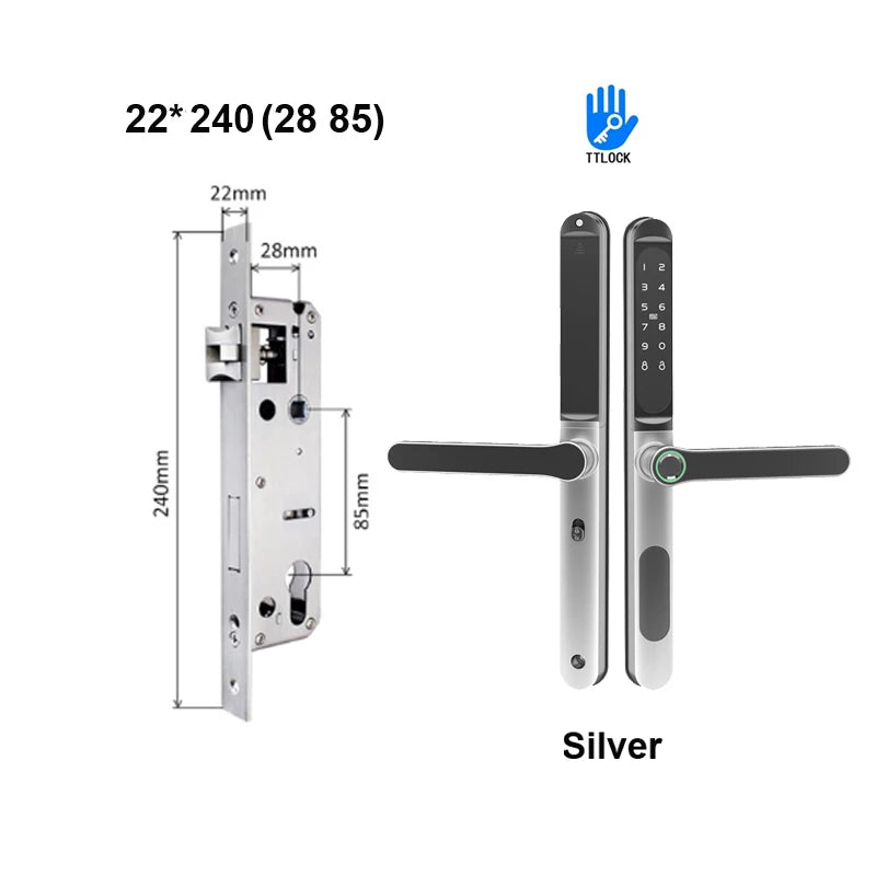 TTLock App Smart Aluminum Door Lock Waterproof Fingerprint Digital Password RFID Keyless Electronic Sliding Glass Door Lock