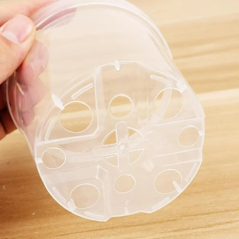 5/1x Clear Nursery Pots with Drainage Holes Indoor Outdoor Seed Starting Transparent Plastic Flower Pot Home Garden Supplies