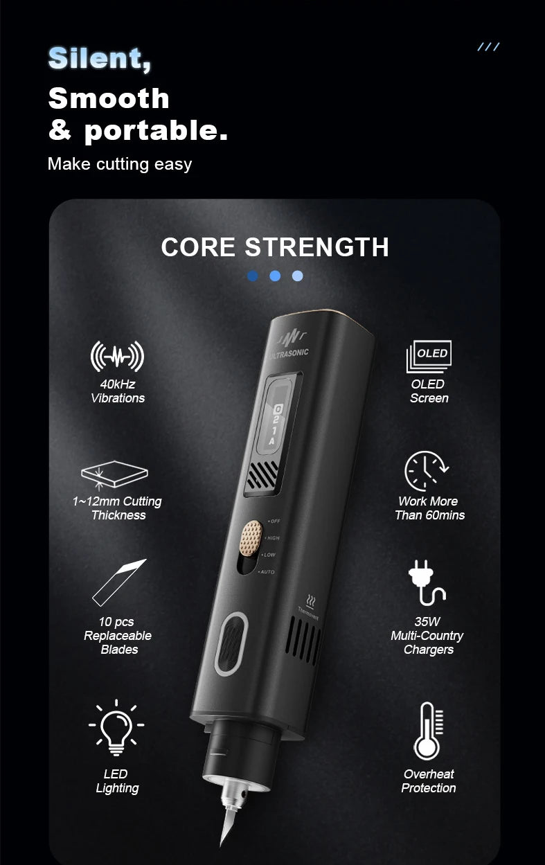 Pro European Standard Ultrasonic Cutter Plastic Acrylic Engraving Knife Handheld High-Power Cutting DIY Tool Utility Knife Saw