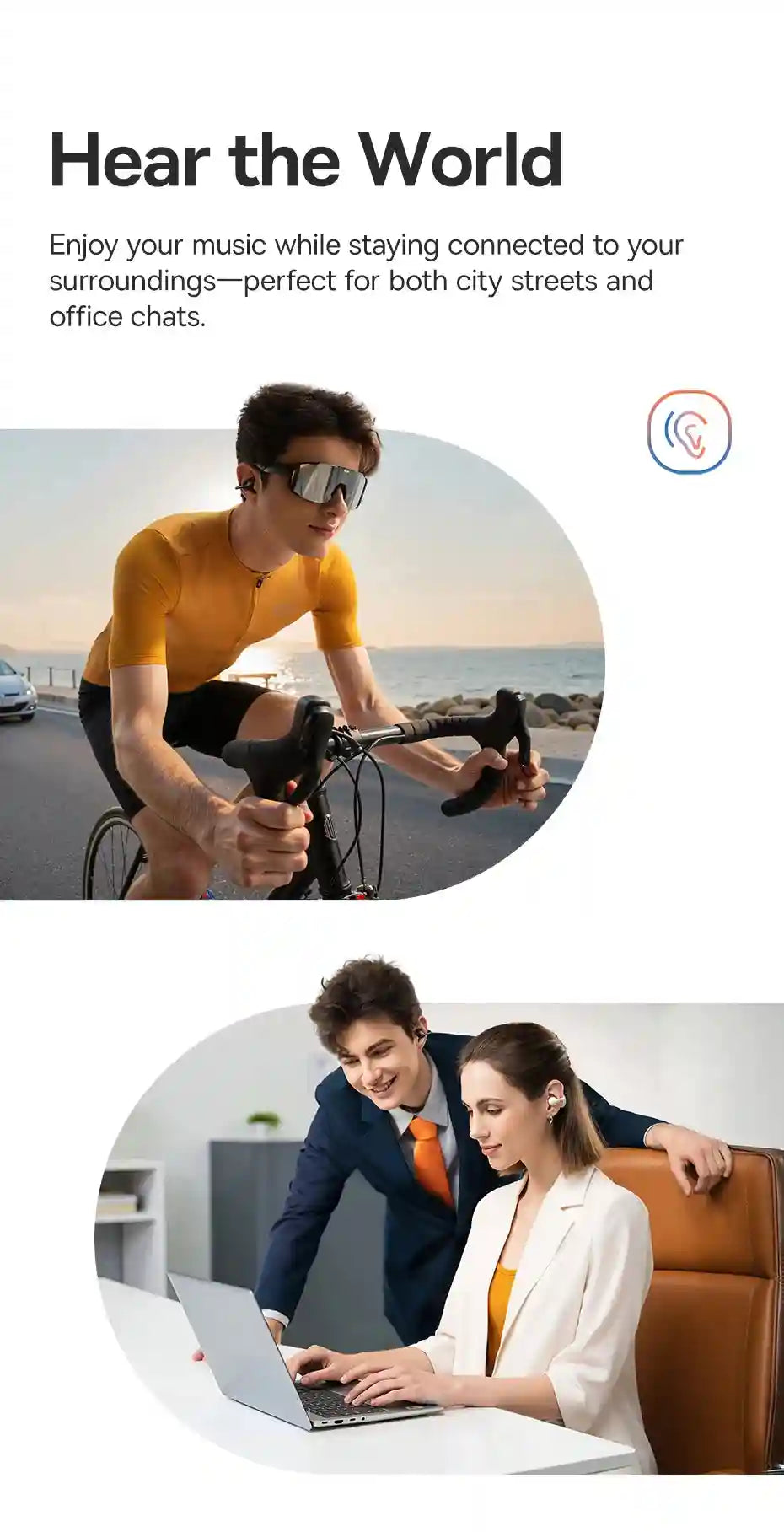 Tidesmit Open Ear Wireless Earbuds – Secure Clip-On Sports Headphones Tidesmit