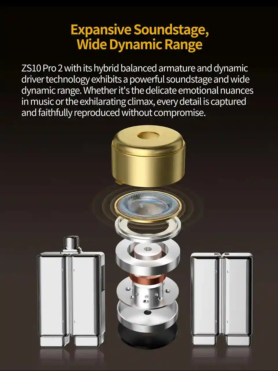 KZ ZS10 Pro 2 HiFi In-Ear Monitors with 4-Level Tuning - Metal Shell Tidesmit
