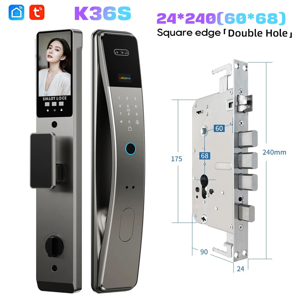 3D Face Recognition Fingerprint Password Smart Door Lock With Camera FIngerprint Password Unlock Keyless Electronic Door Lock