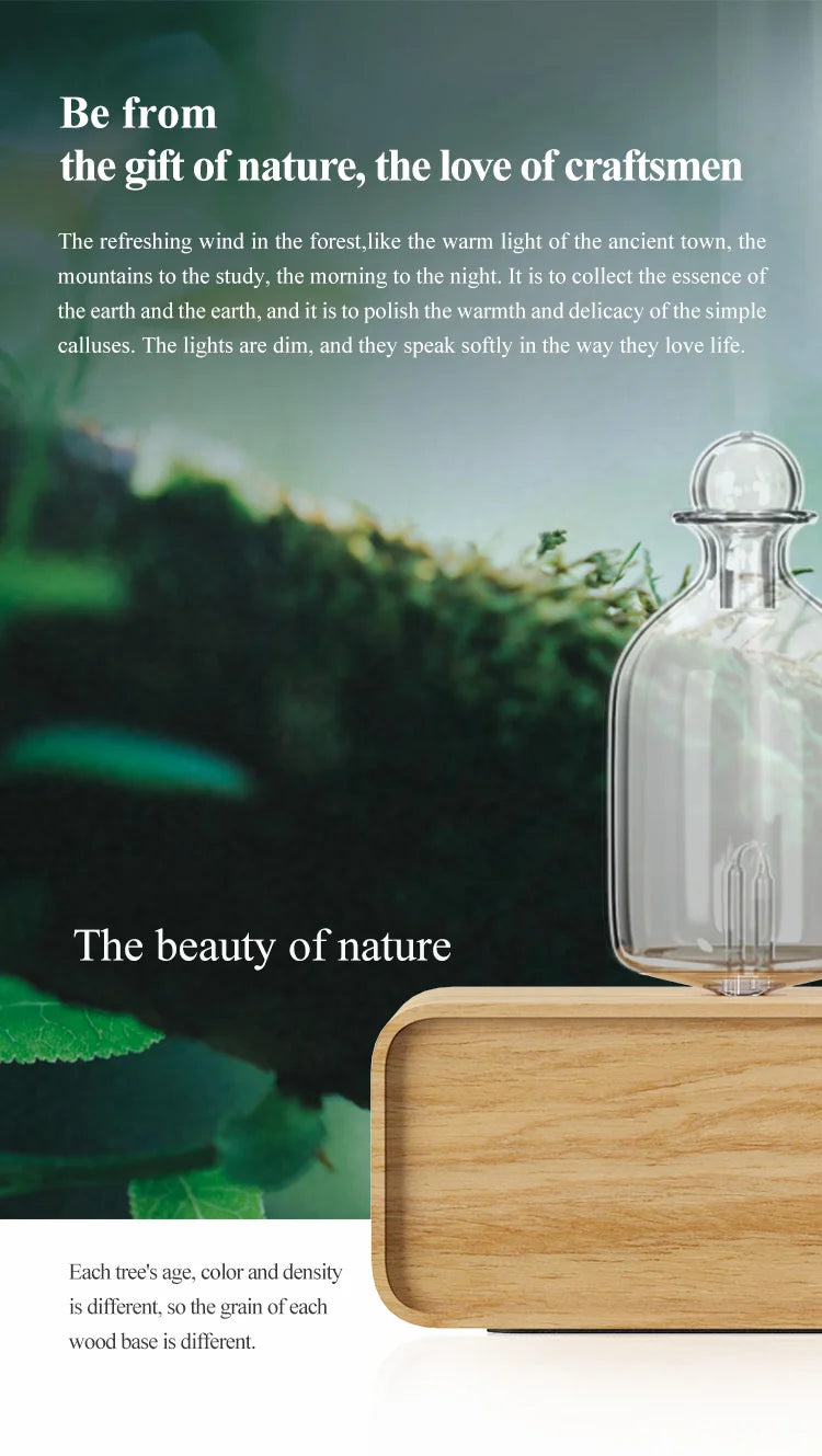 Essential Oil Diffuser Waterless Operated Aromatherapy Diffuser for Home Office Wood and Glass Aroma Diffuser Scent Machine