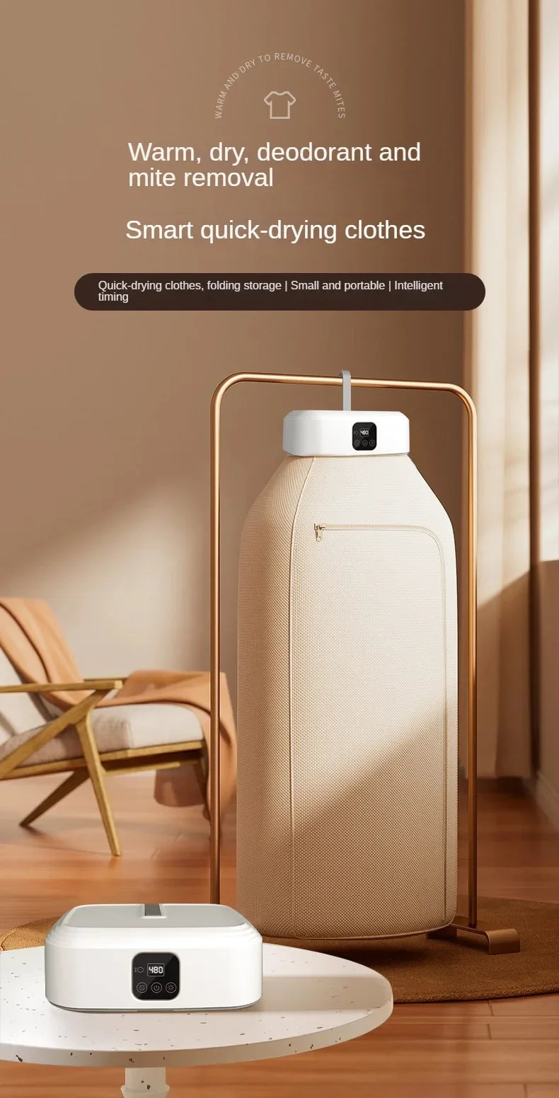 Tidesmit portable folding clothing dryer featuring UV sterilization technology for efficient laundry drying
