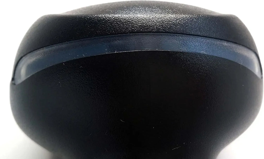 2D handheld barcode scanner close-up of top textured black housing