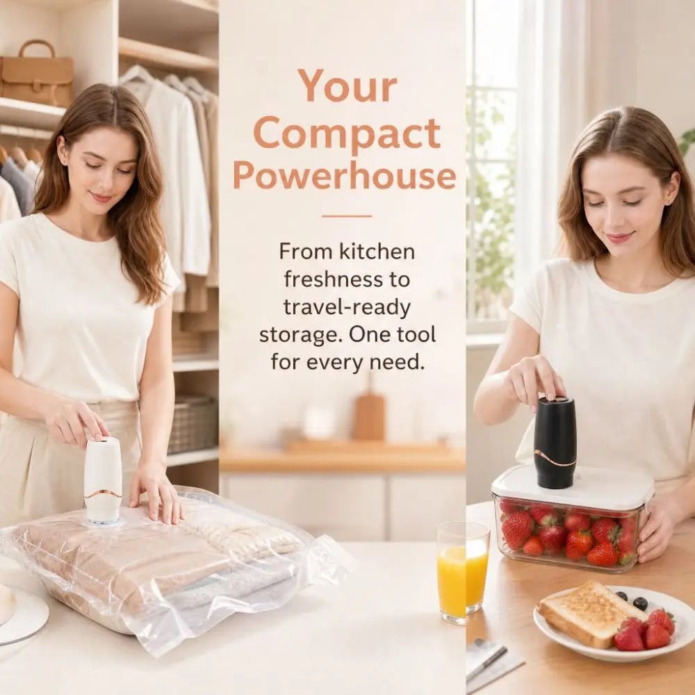 Wireless Electric Vacuum Sealer Pump Space Saving Labor Saving Vacuum Bag Pump Rechargeable Handheld