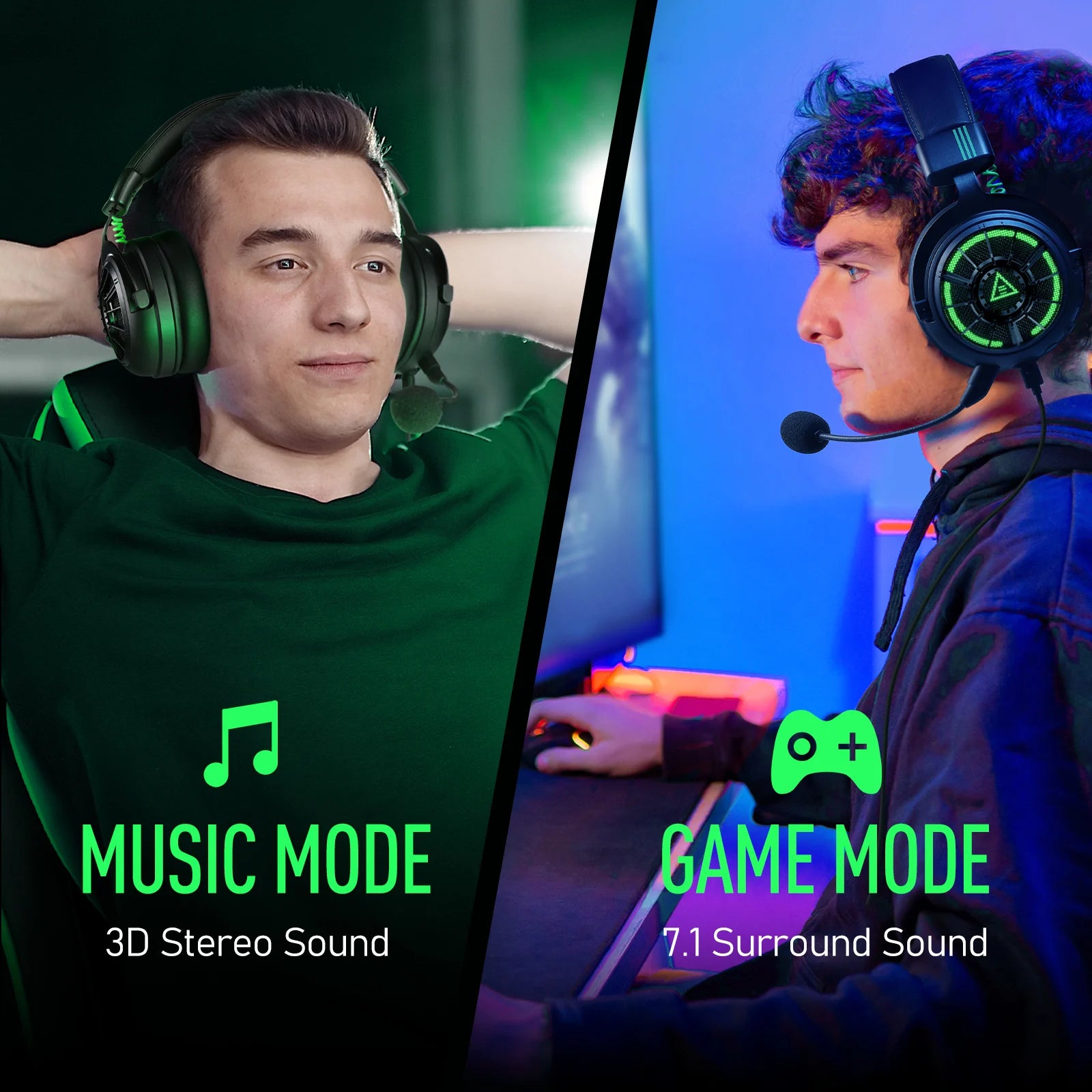 7.1 Surround Sound Gaming Headphones with ENC Mic - E5000 Pro Tidesmit