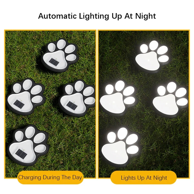 4PCS, Solar LED Lights, Outdoor Lights, Pet Dog Paw Lights, Smart Light Sensor Switches, Ideal for Garden Lawn Lighting