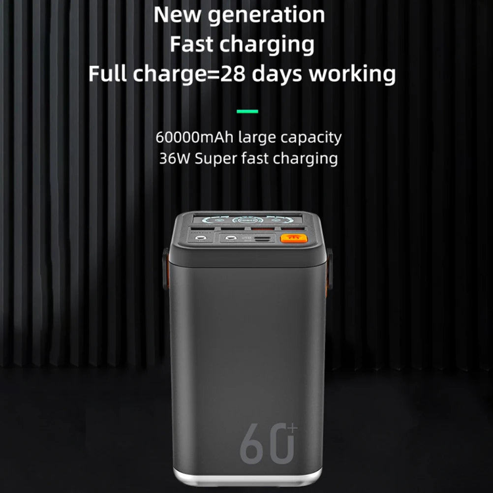 60000mAh Fast Charging Power Bank - 55W PD Portable Charger Black Tidesmit