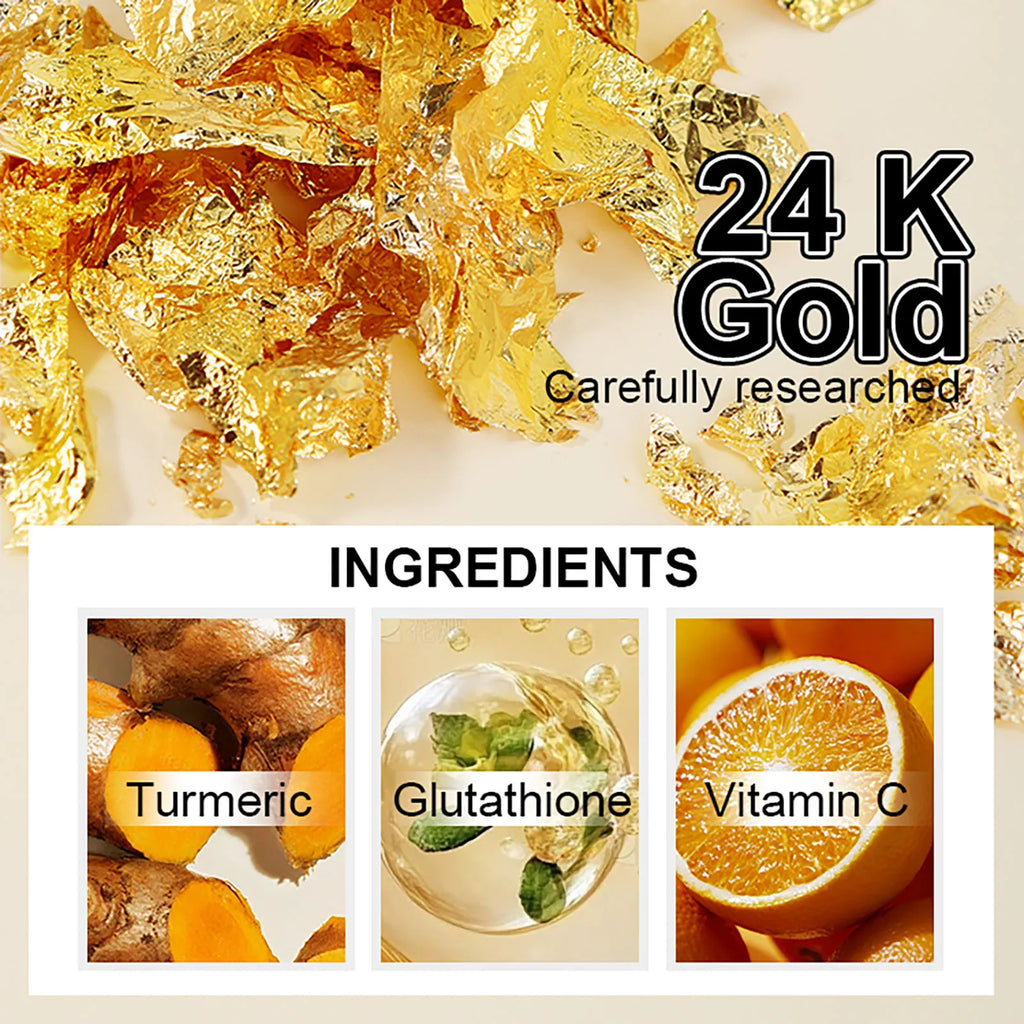 AILKE 24K Glod Flawlessly Skin Care Set, Whitening, Reduce Dark Spots, Pigmentation, Wrinkles, Moisturize, For All Skin Types