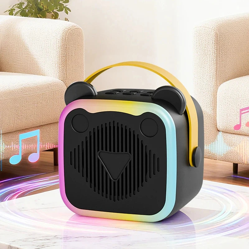 K10 Wireless Bluetooth Speaker With 2 Microphone RGB Light Outdoor Home Karaoke Voice Change Mini Speaker for Family Gifts