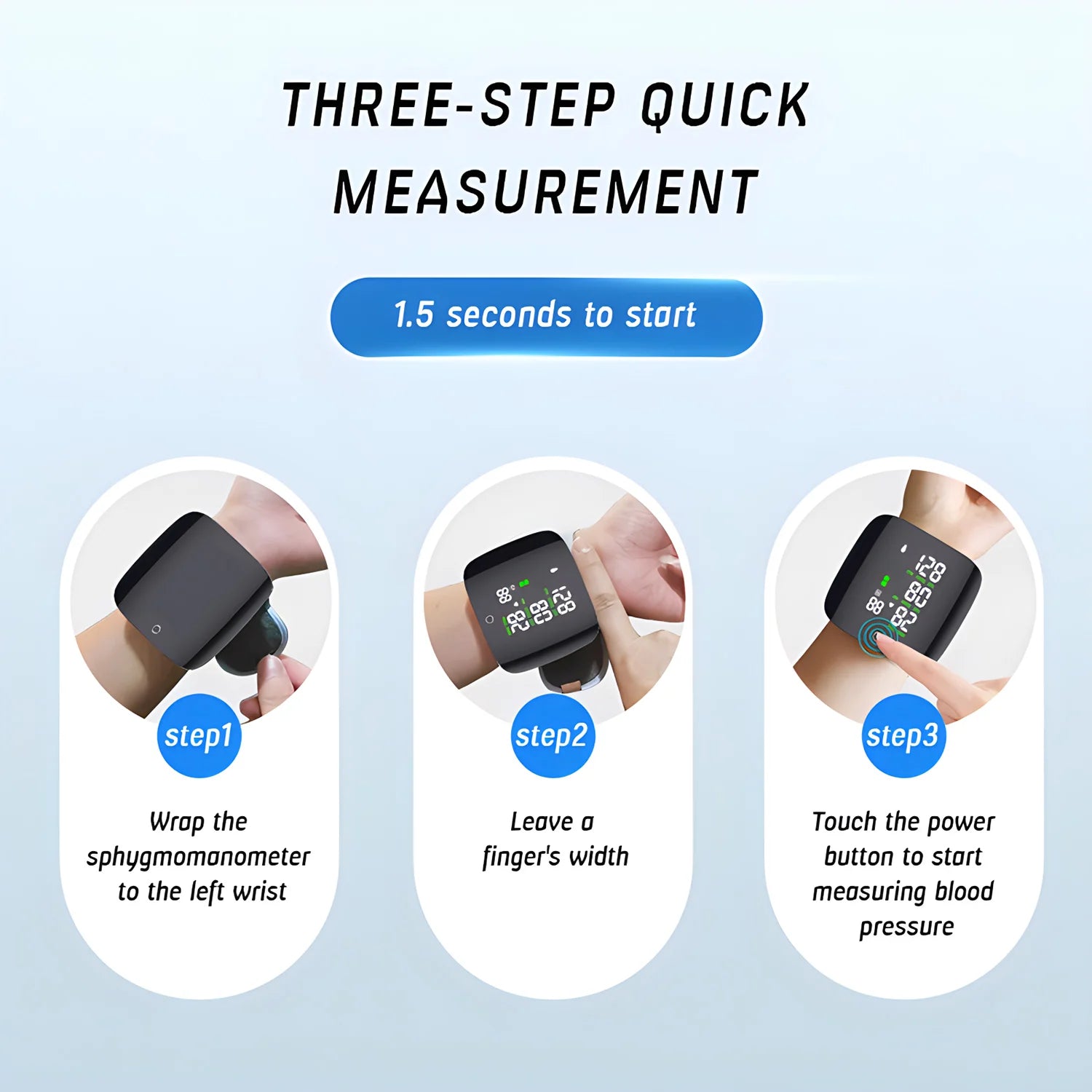 Touch Screen LED Rechargeable Wrist Blood Pressure Monitor English Voice Broadcast Tonometer BP Monitor Pulse