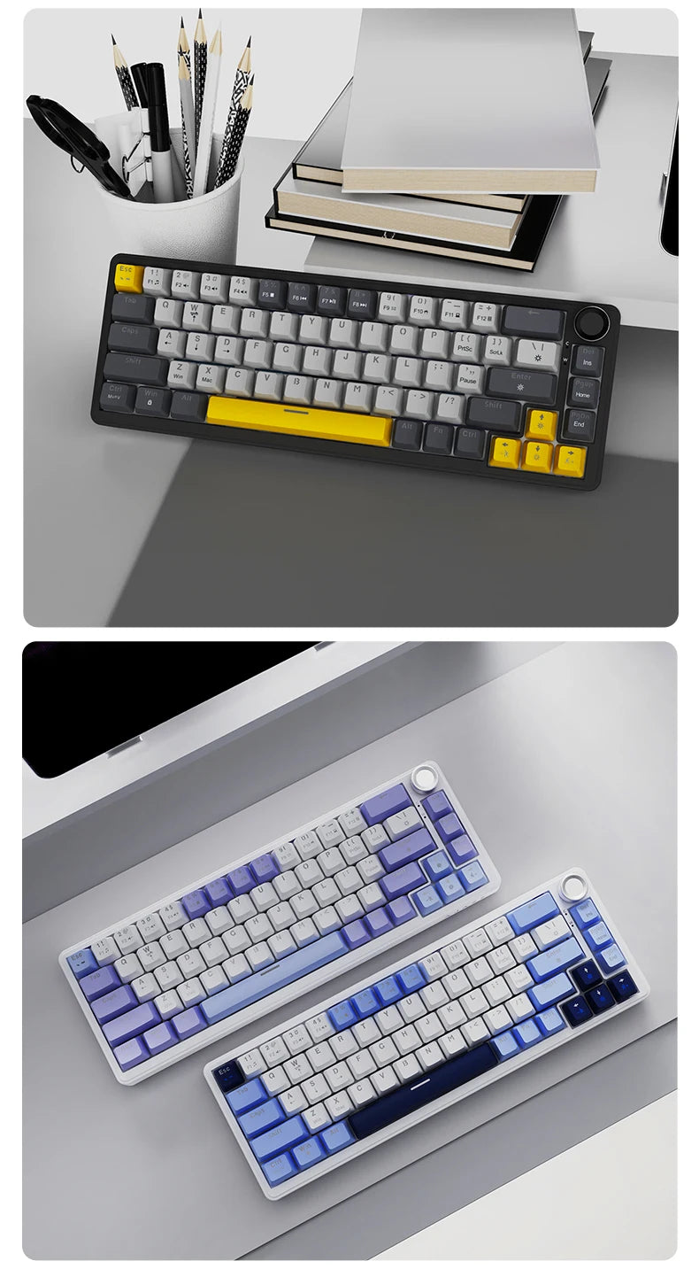 AJAZZ AK690 65% Mechanical Keyboard Wired USB Plug and Play Full-key Hot-Swap Mixed Light 68 Keys Gaming Keyboard for Laptop PC