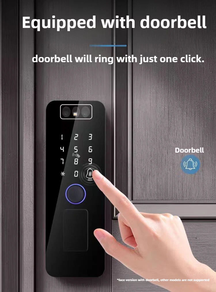 Outdoor Gate Waterproof Smart Tuya Wifi Lock 3D Face Recognition Digital Code Keyless App Remote Biometric Fingerprint Rim Lock