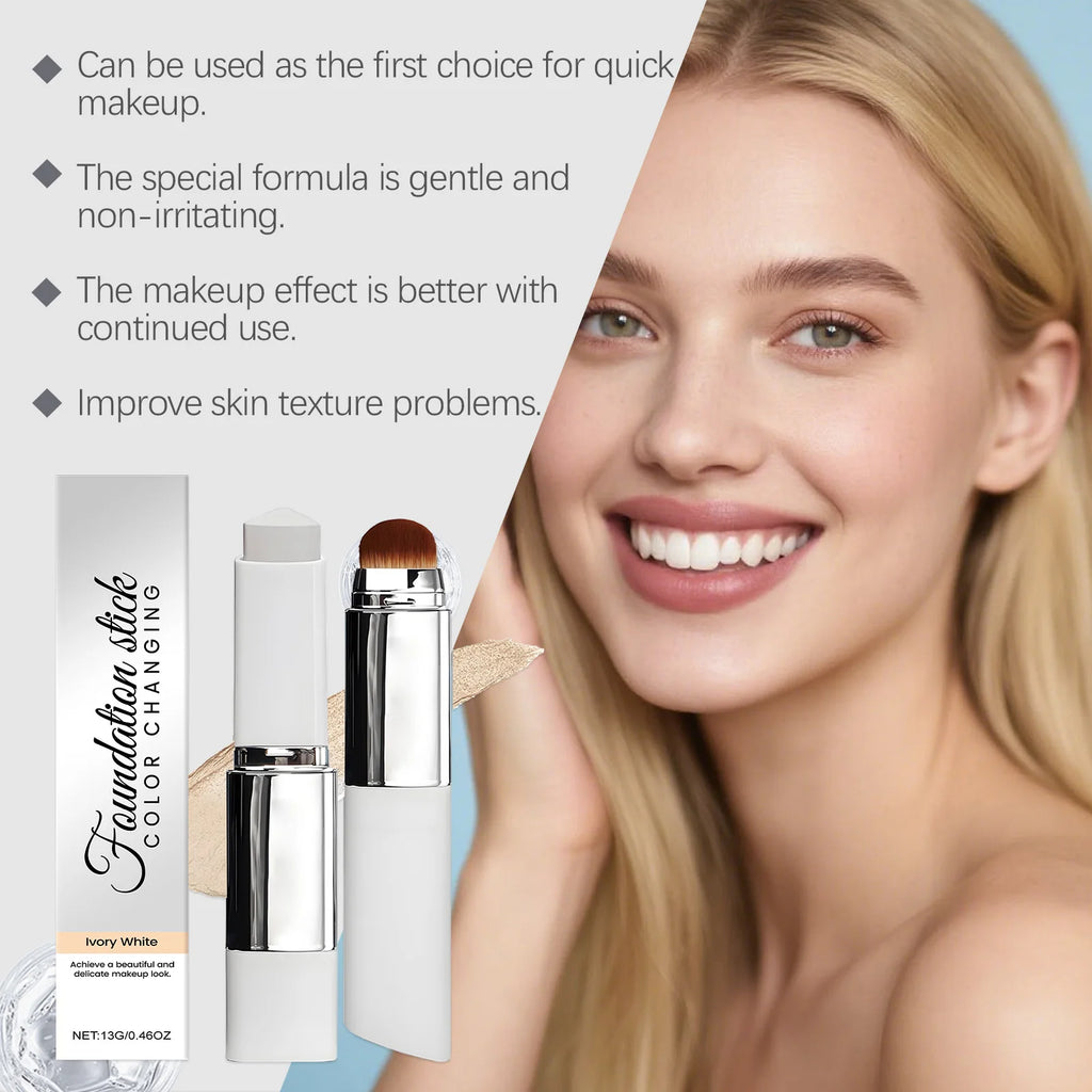 Tidesmit ivory white color changing foundation stick texture close-up for lightweight matte face makeup