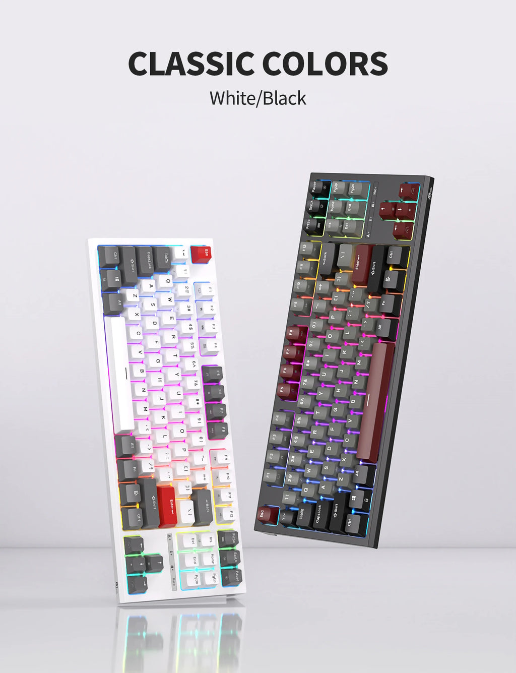 RK ROYAL KLUDGE R87 Wired Brazilian Gamer Keyboard 87 Key RGB Backlit Hot-swappable Mechanical Keyboard Customised Keycaps