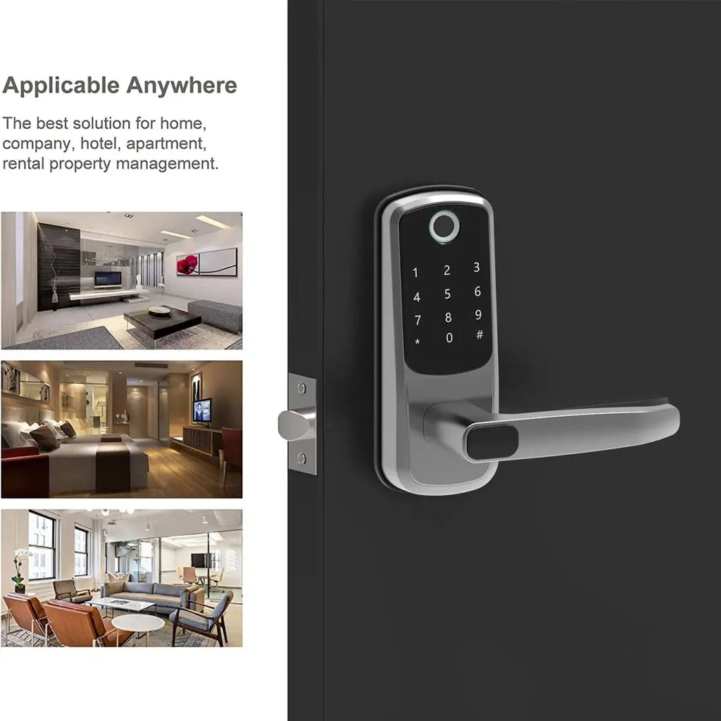 Wifi Smart Door Lock With APP/ Biometric Fingerprint / Password /Smart Card /Key Unlock/ USB Emergency Charger Electronic Lock