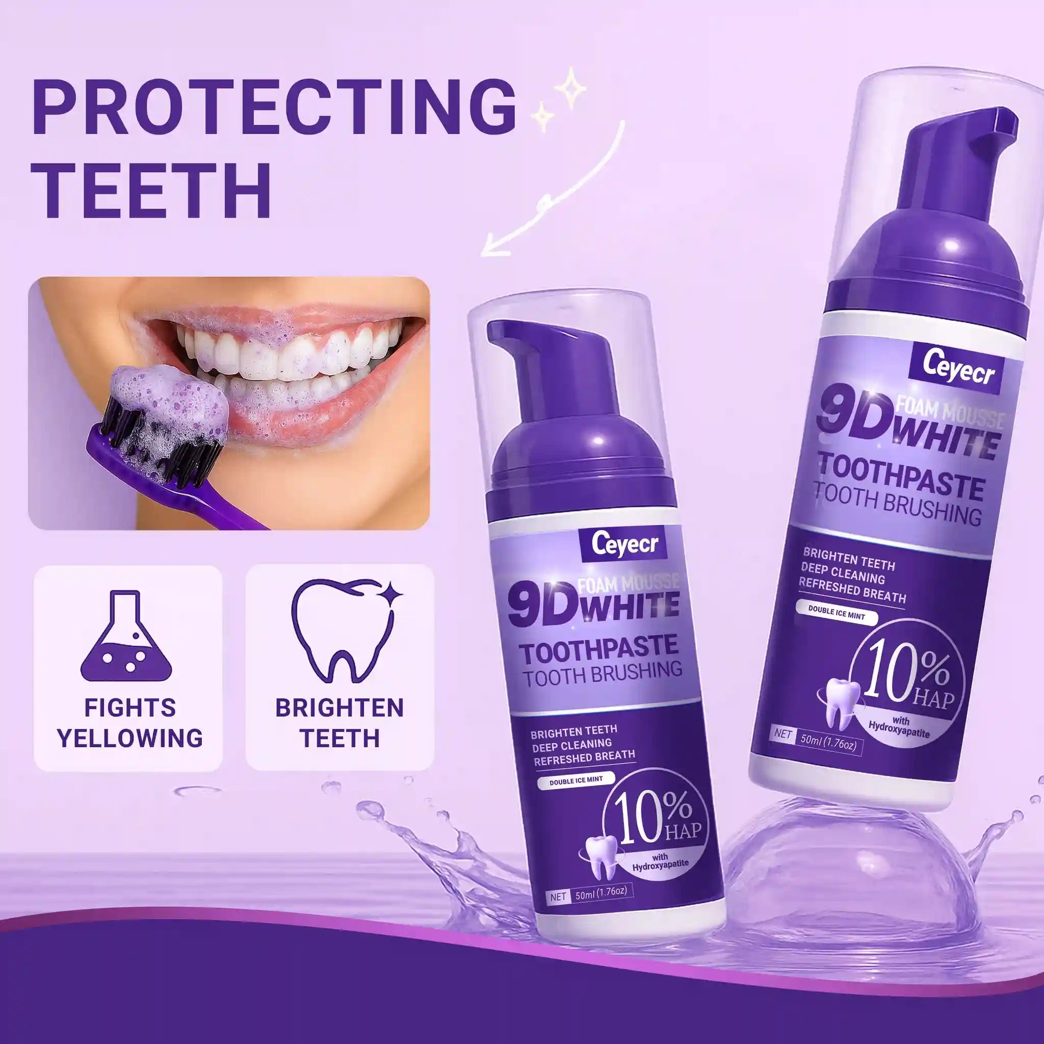 Tidesmit 9D white mousse toothpaste for effective teeth whitening and removing stubborn yellow tooth stains