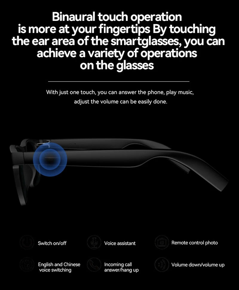 4K AI Smart Glasses with Camera - Black | VR Mixed Reality Tech Tidesmit