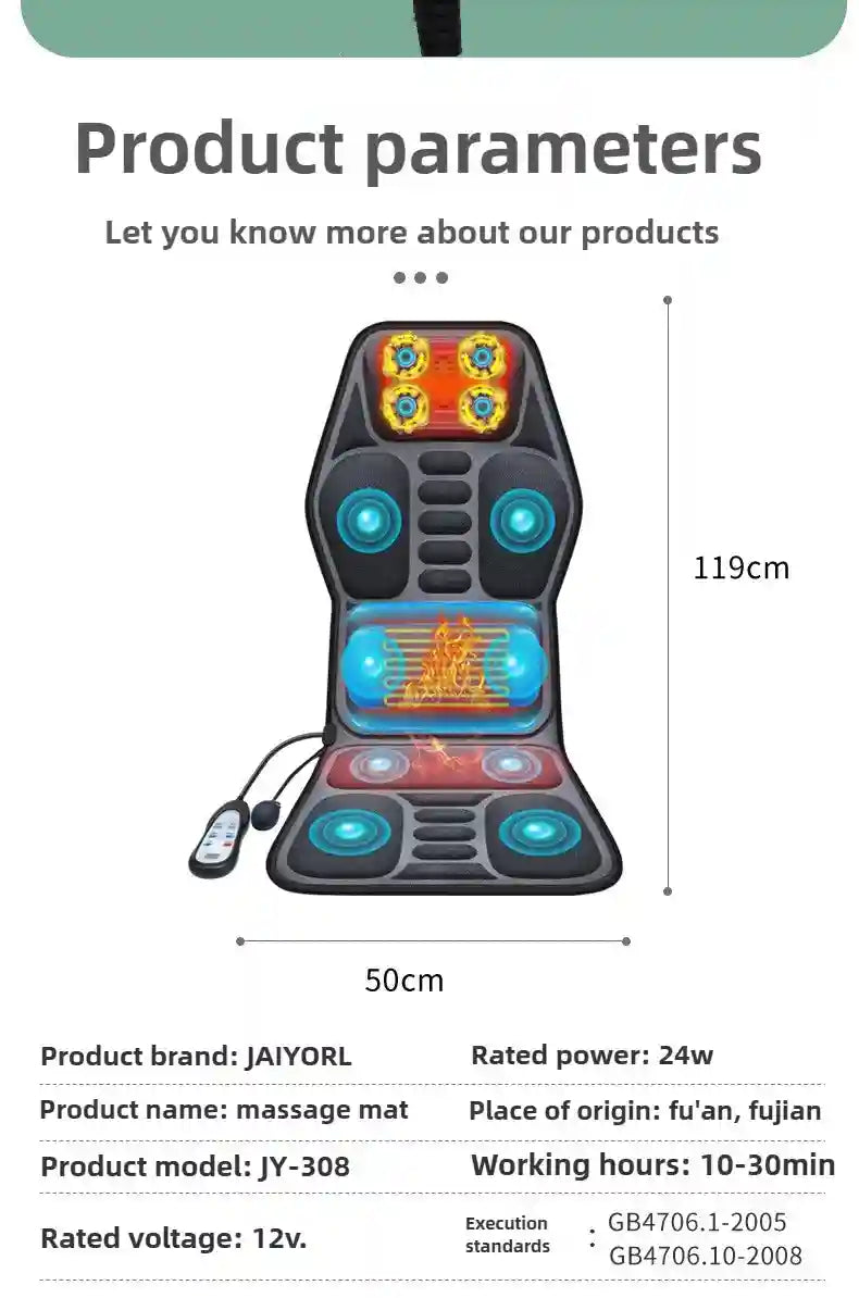 Electric Massager Seat Cushion with Heat and Airbag Lumbar Support Massage Roller Tidesmit