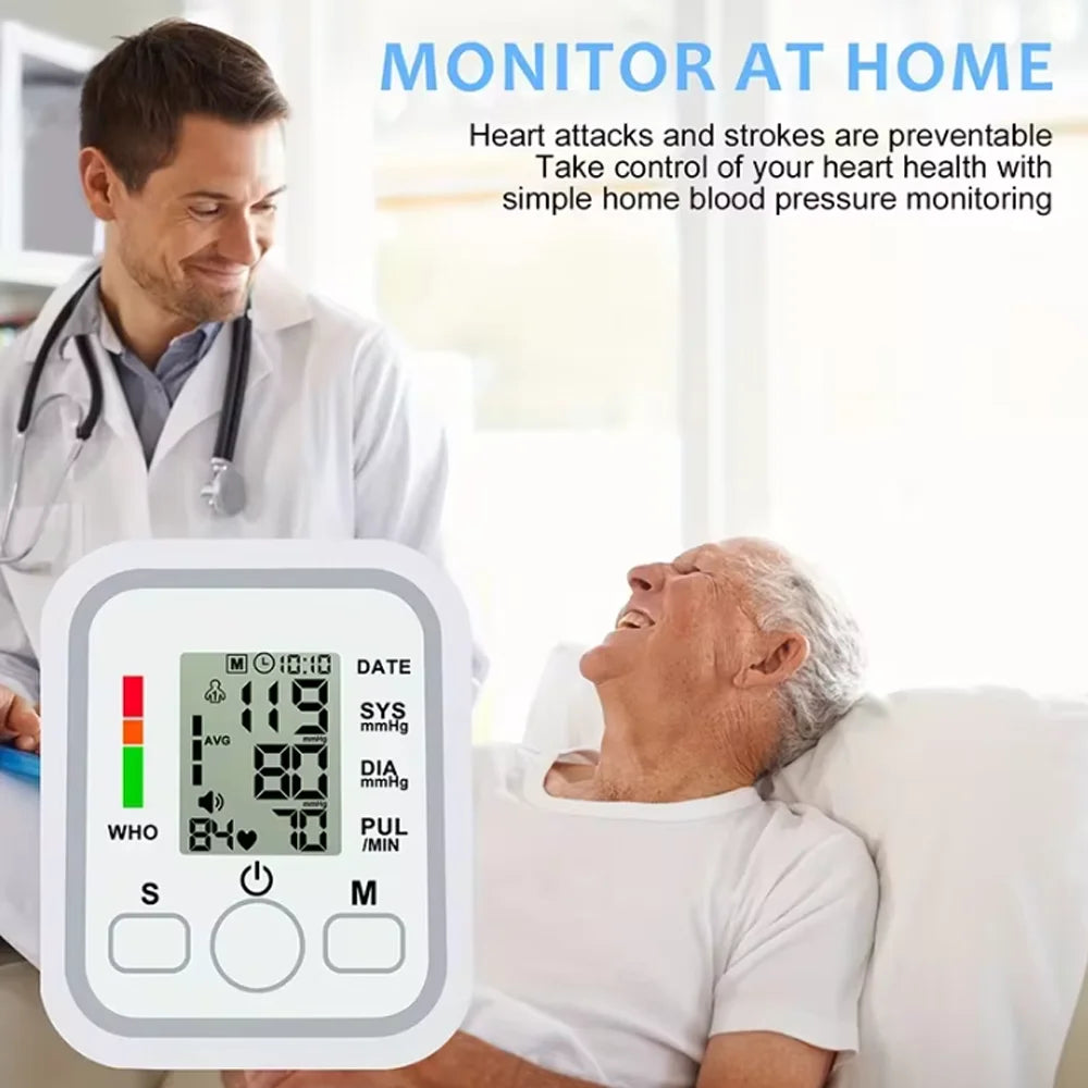 Arm Blood Pressure Monitor Pressure Sensor Monitor BP Equipment Automatic Tonometer Digital Tensiometer LED Display Arm Cuff