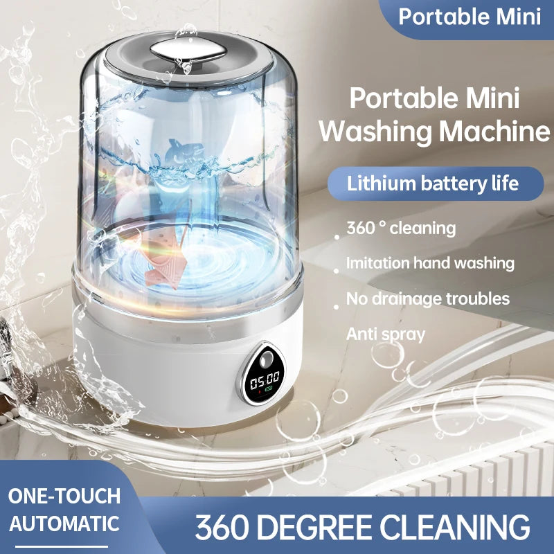 Tidesmit 1.5L portable wireless underwear and socks washing machine showing compact laundry bucket internal view