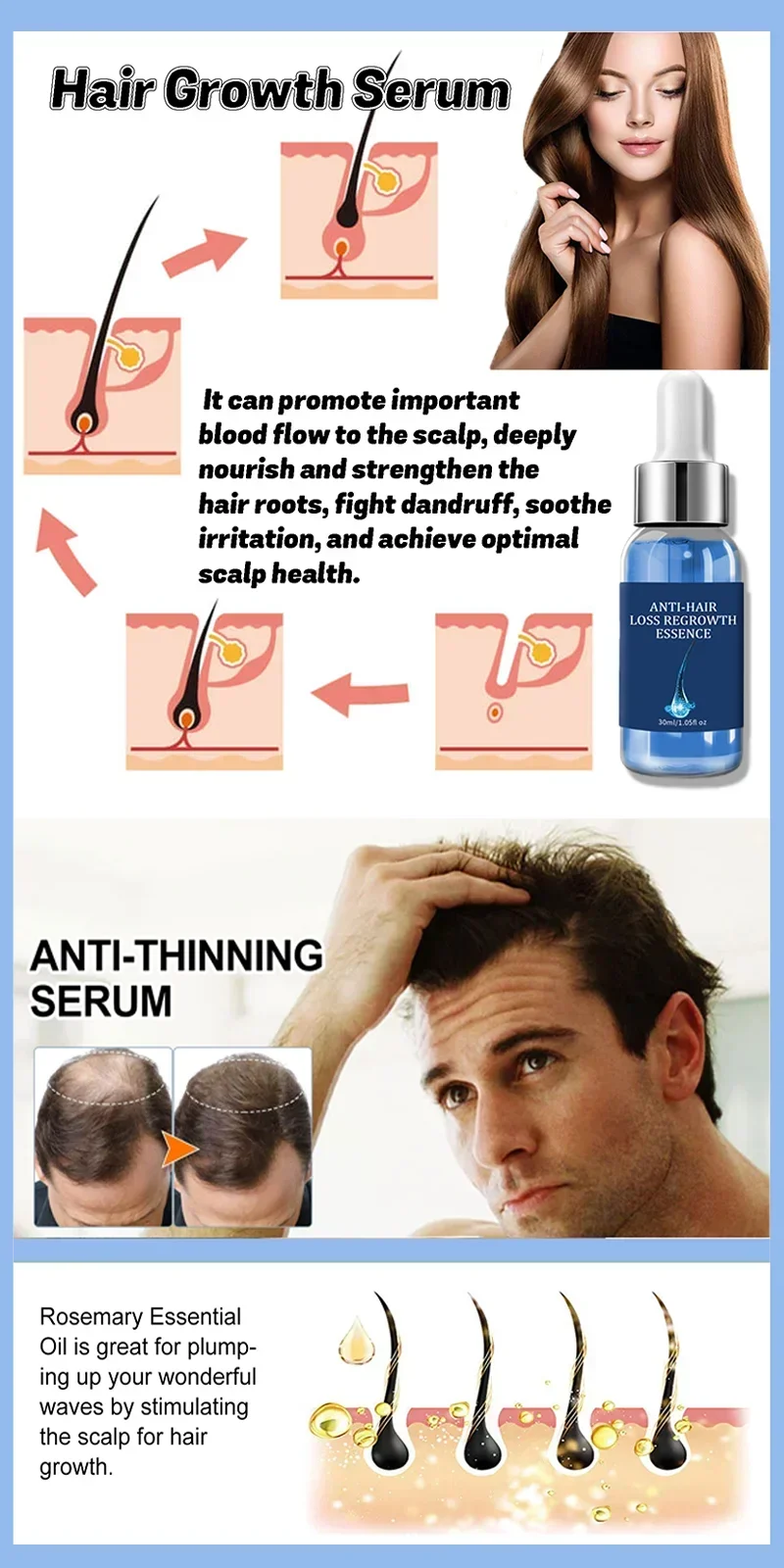 Tidesmit Biotin hair growth oil serum for anti-hair loss, scalp treatment to grow thicker hair and nourish roots.