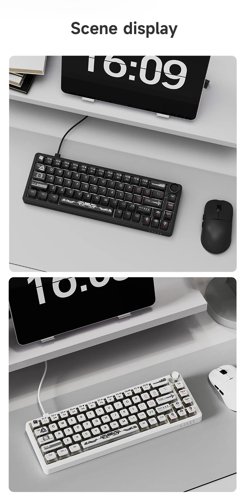 AJAZZ AK690 65% Mechanical Keyboard Wired USB Plug and Play Full-key Hot-Swap Mixed Light 68 Keys Gaming Keyboard for Laptop PC