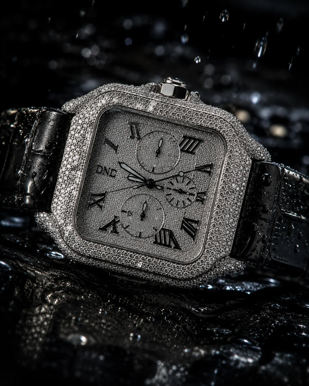 Luxury Square Diamond Watch Roman Dial Mechanical Movement Stainless Steel Moissanite Band Sapphire Crystal Vintage Style Auto