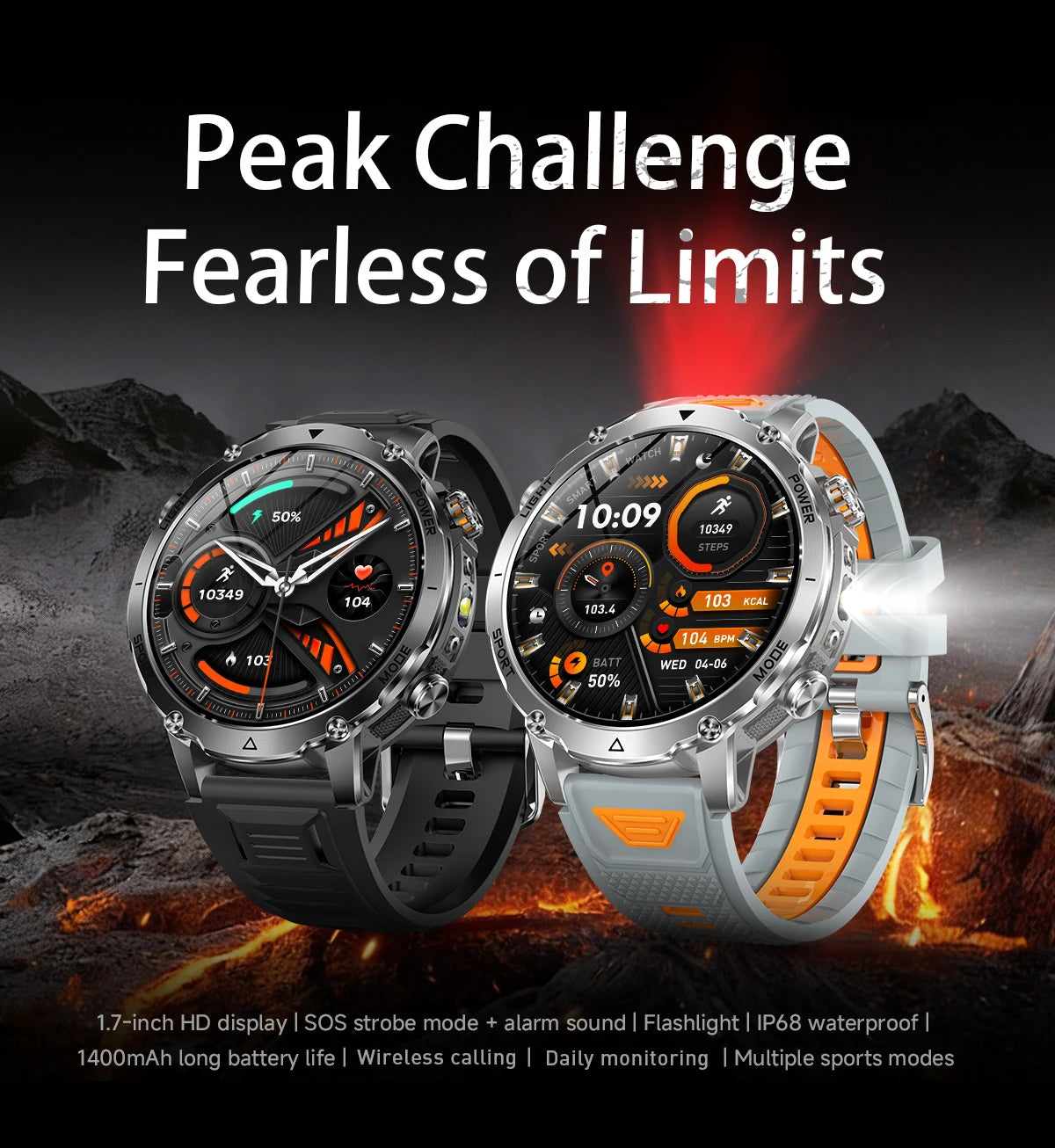 LIGE TANK Ultra Military Smart Watch 1400mAh Battery 10ATM Waterproof Heart Rate LED Flashlight Sports Bracelet Men Smartwatch