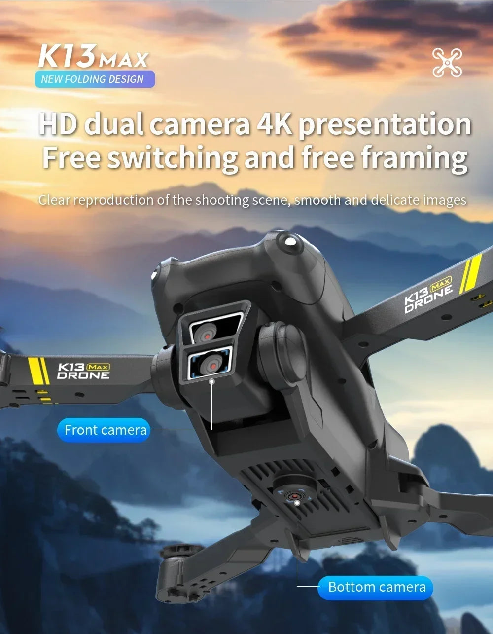 4K GPS Drone with Triple Camera - Foldable FPV Quadcopter Tidesmit