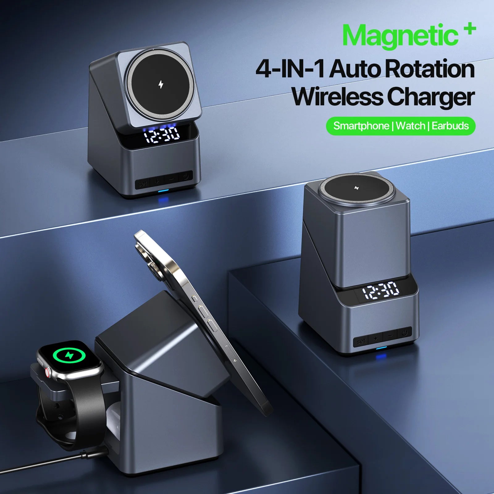 4 in 1 Wireless Charger: Qi Certified Fast Charging Station for Apple Tidesmit