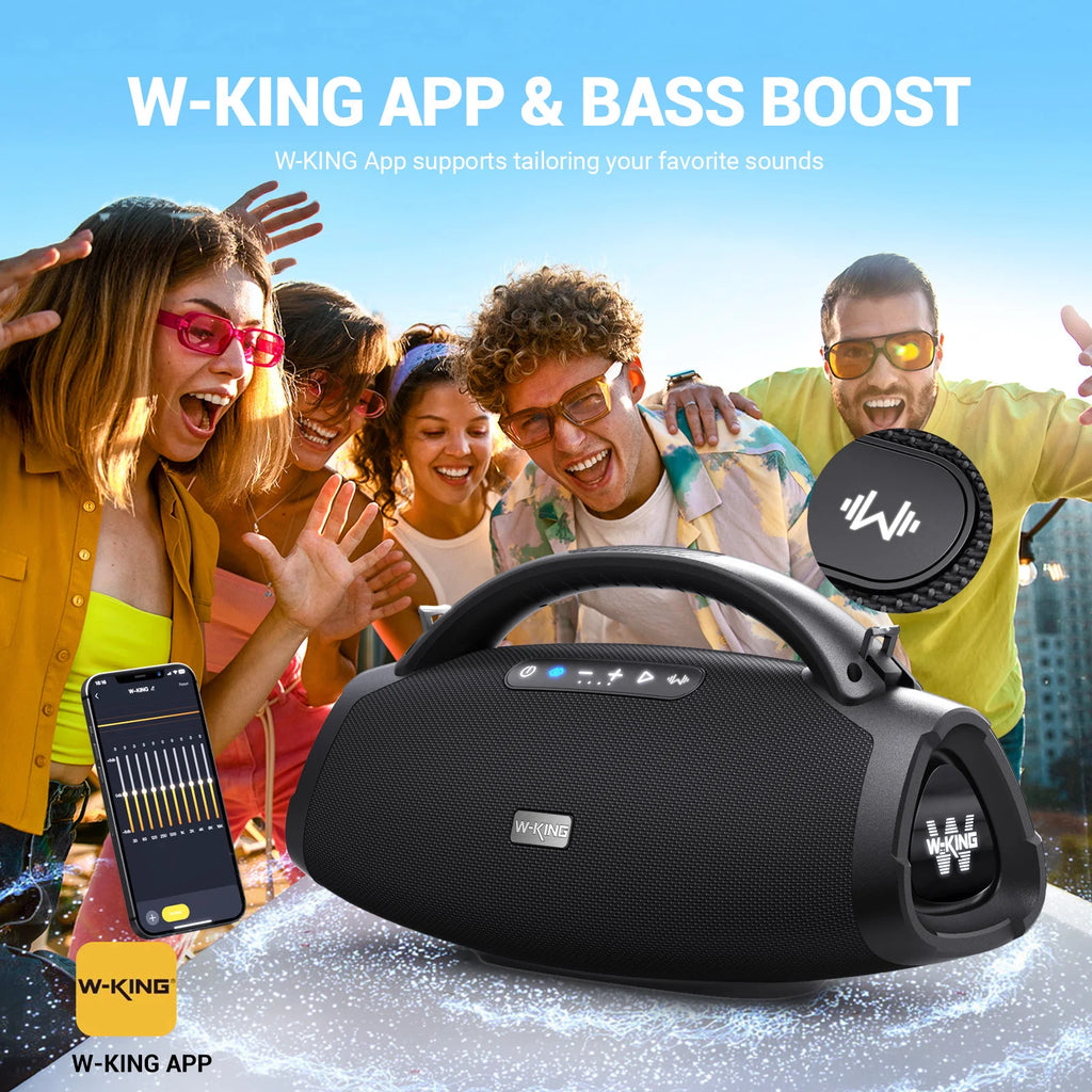 W-KING X20 Portable Bluetooth Speakers, 200W RMS Massive Bass Party Boombox IPX7 Waterproof Speaker Large, Loud Outdoor Boombox
