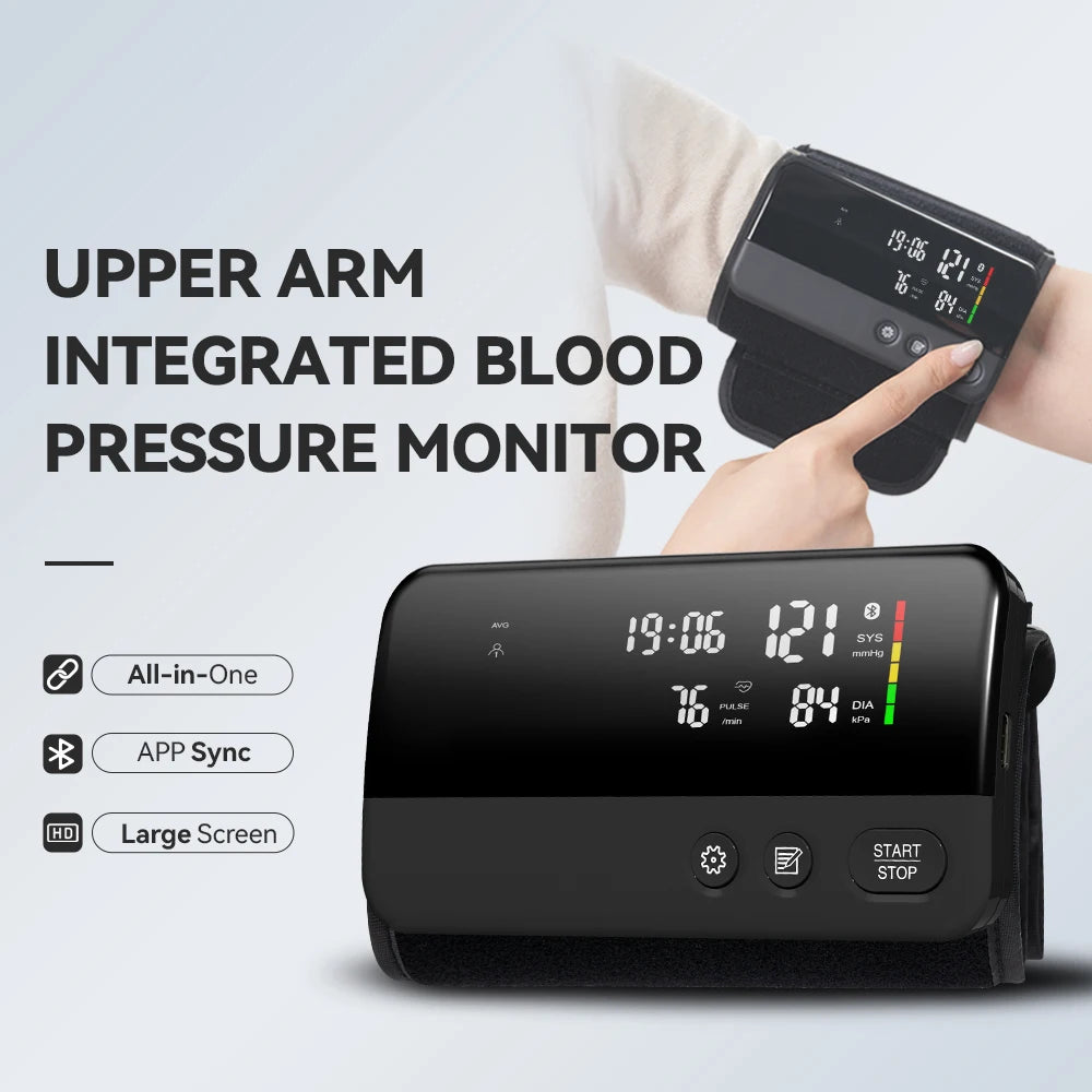 Bluetooth Digital Blood Pressure Monitor Supports English, Spanish LCD Display, Rechargeable Upper Arm Blood Pressure Monitor