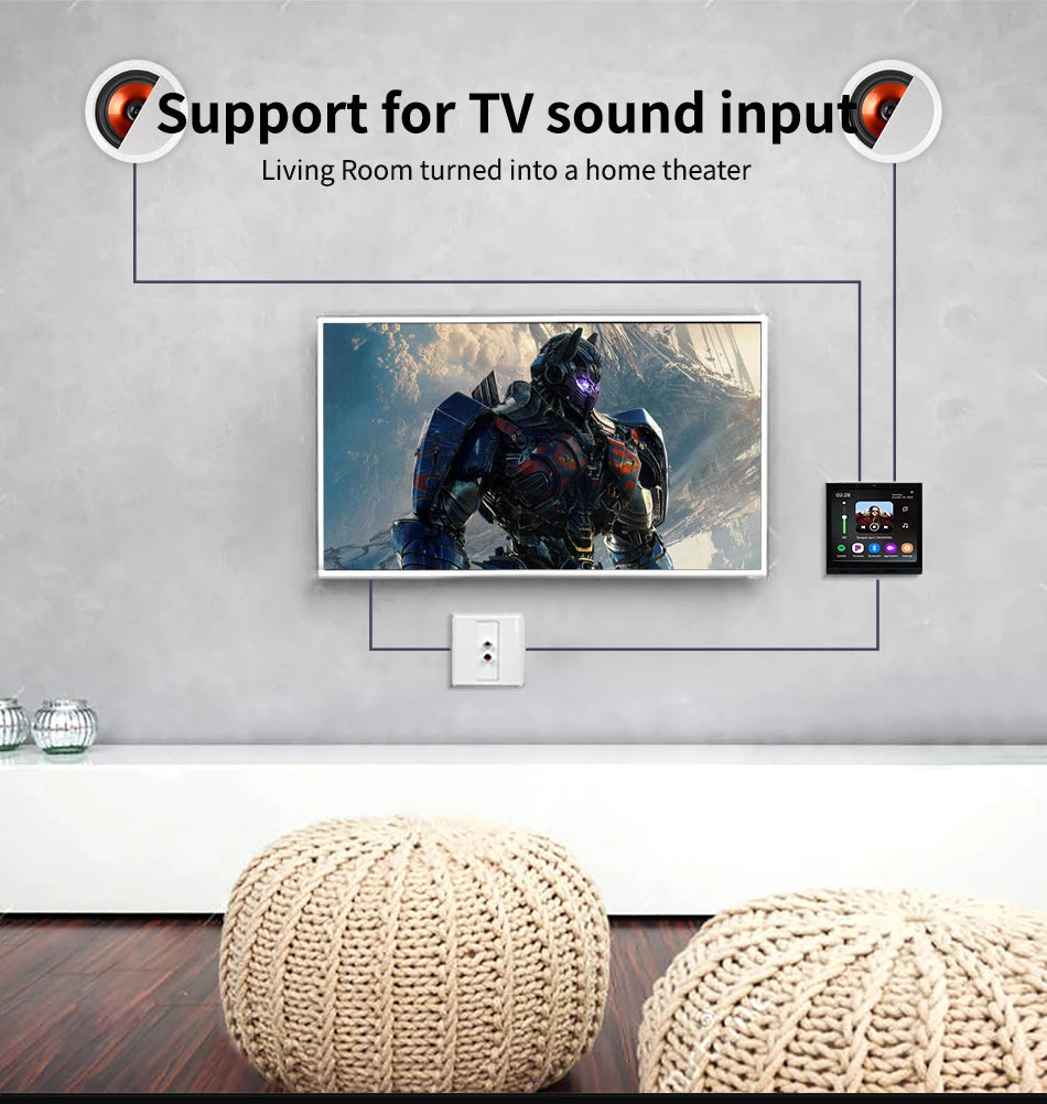 Home Smart Audio Android 11 WIFI System TUYA Control Panel Bluetooths Wall Amplifier Ceiling Speakers ALEXA Voice Music Player